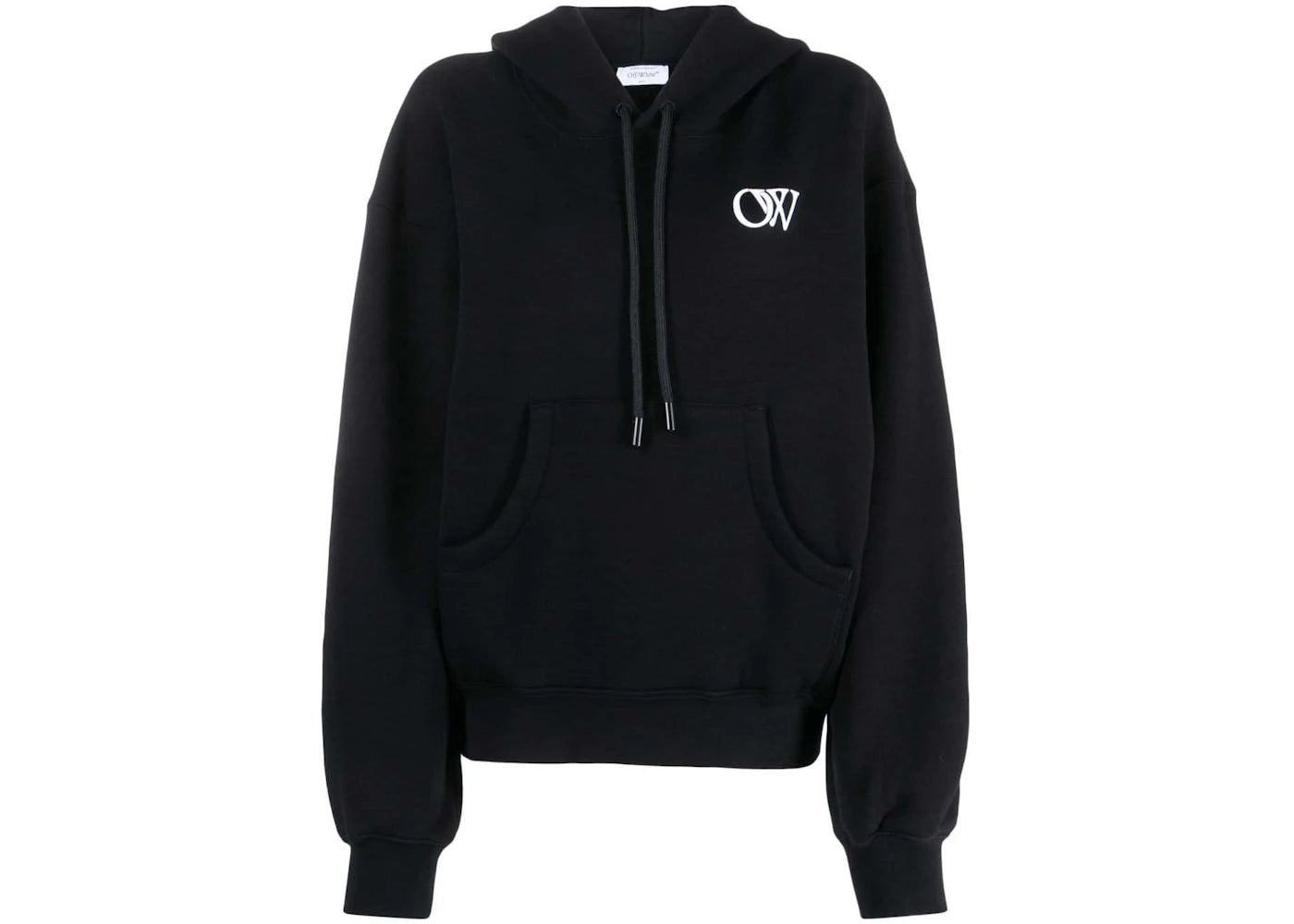 OFF-WHITE OW Logo-Print Cotton Hoodie Black