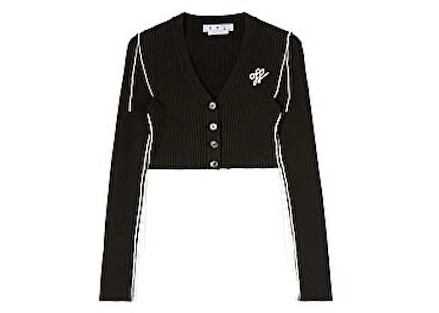 OFF-WHITE Outline Crop Cardigan Black/White