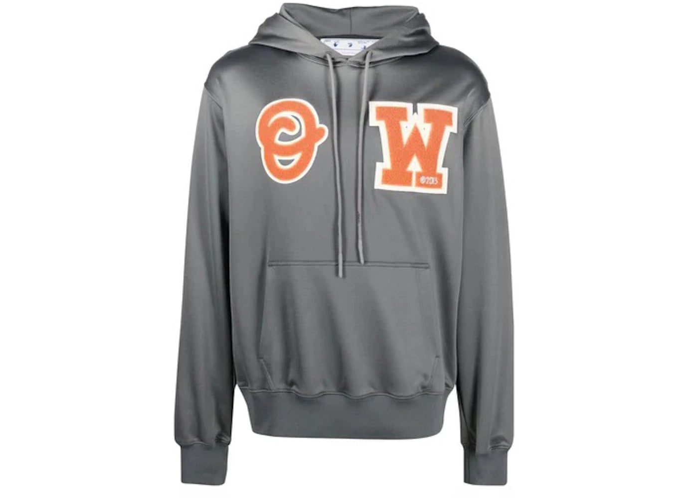 OFF-WHITE Patch Slim Hooded Sweatshirt Warm Grey Orange