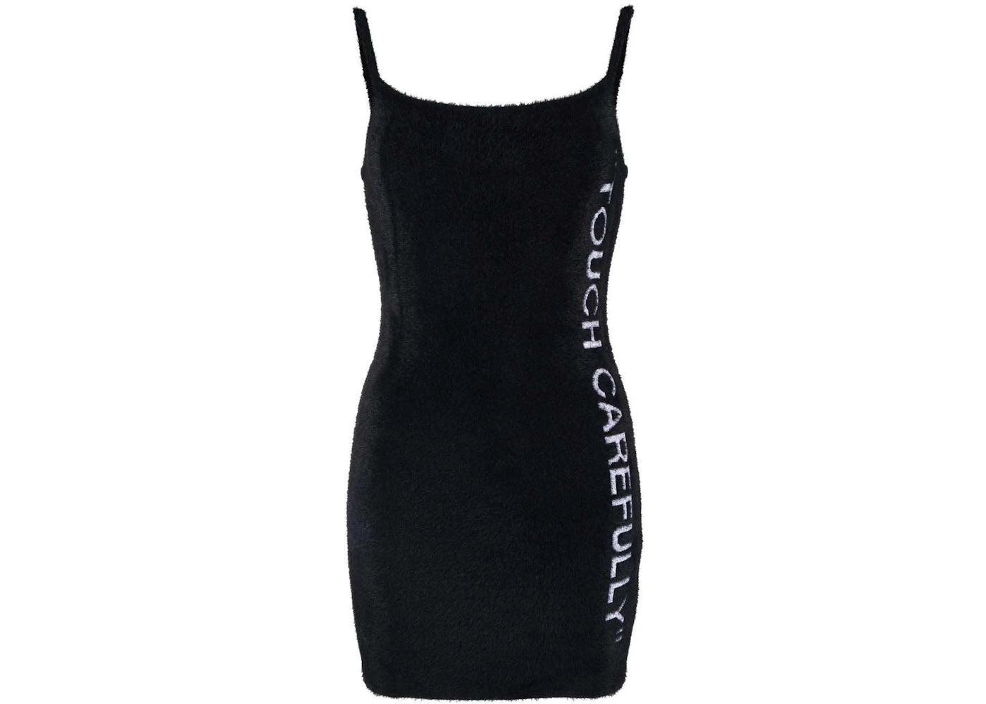 OFF-WHITE Quote Fuzzy Mini Dress Black/White