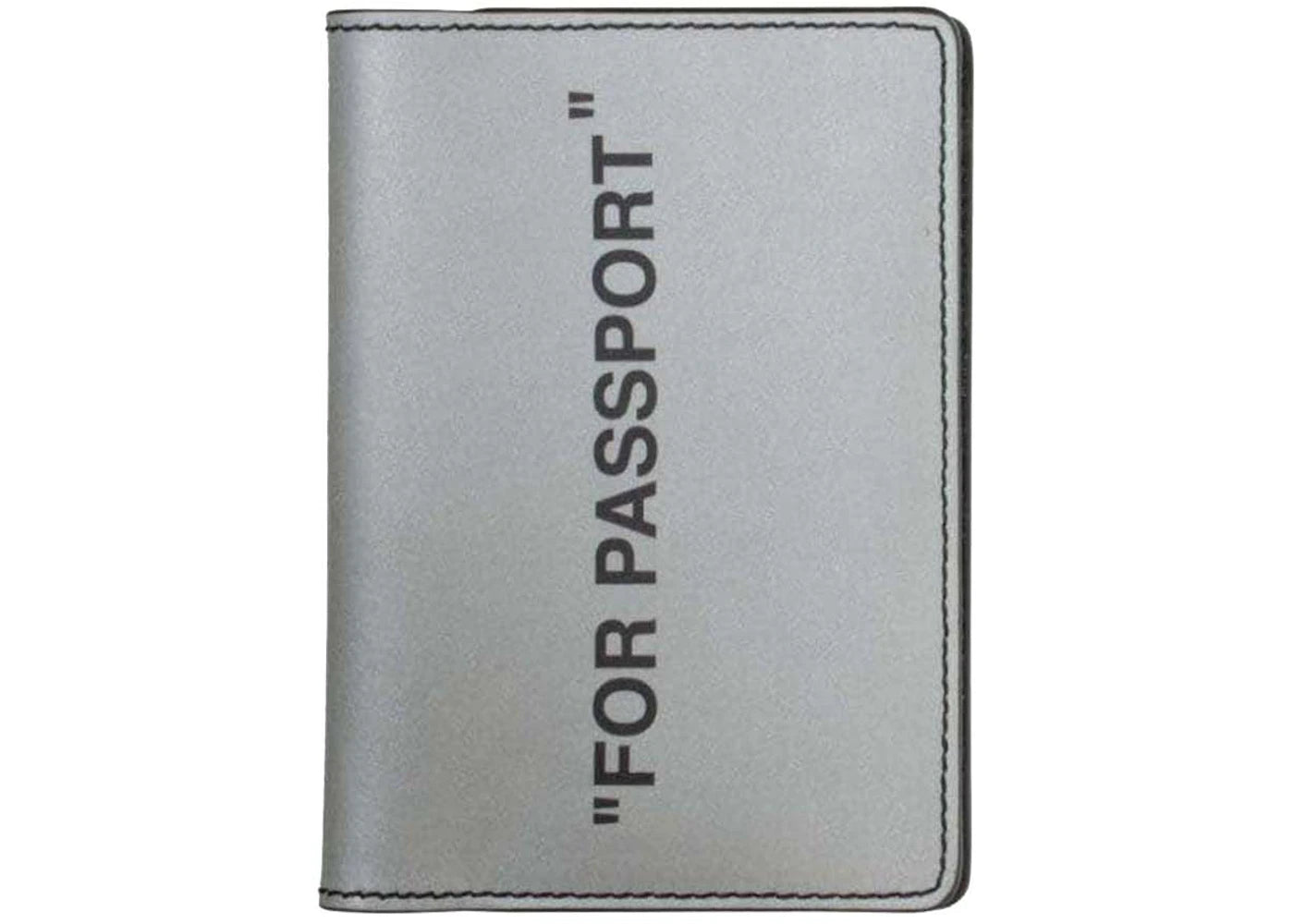 Off-White Quote "PASSPORT" Passport Wallet Silver