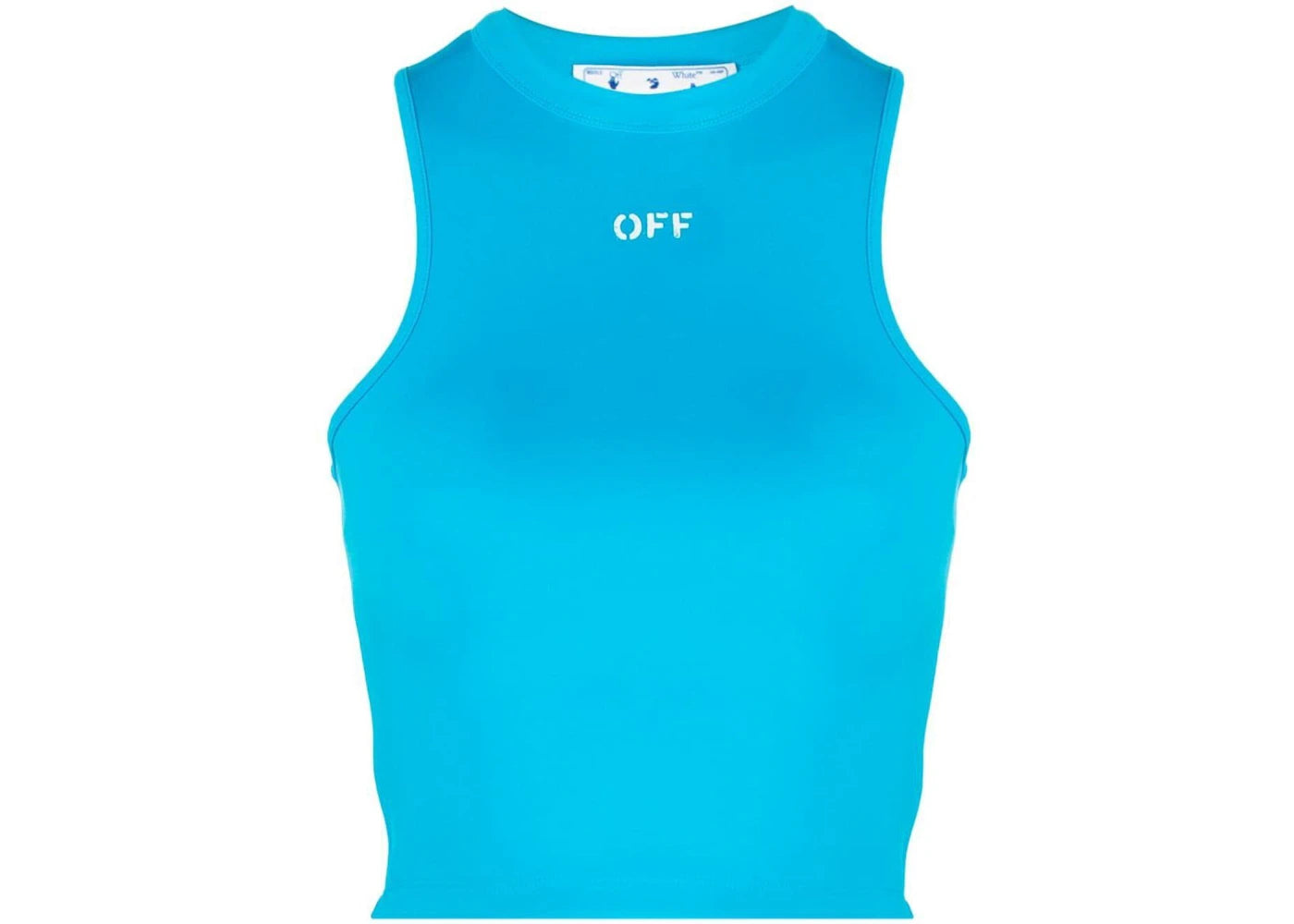 OFF-WHITE Rowing Logo-Print Crop Top Turquoise Blue