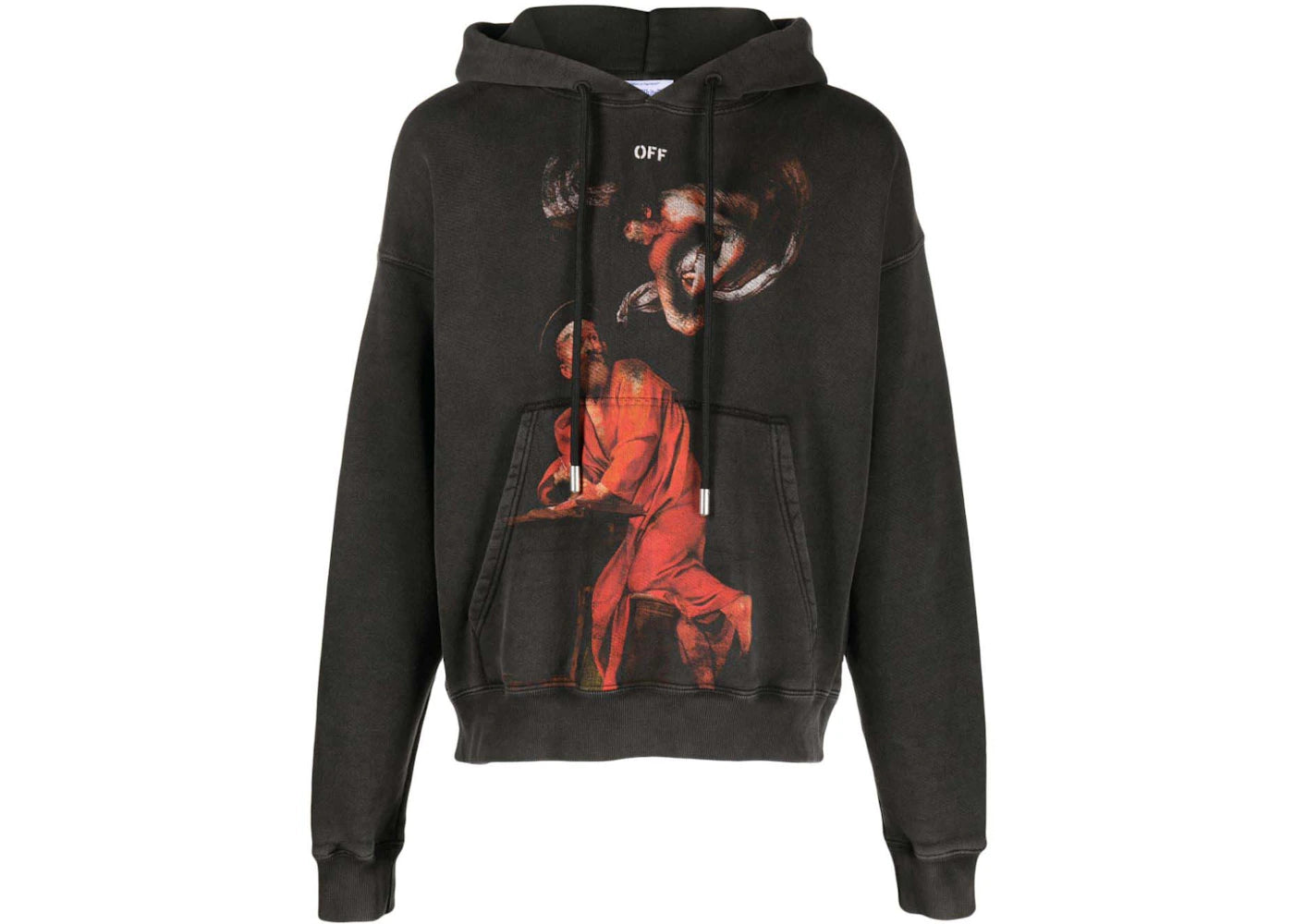 OFF-WHITE Saint Matthew-Print Cotton Hoodie Black/Multicolor