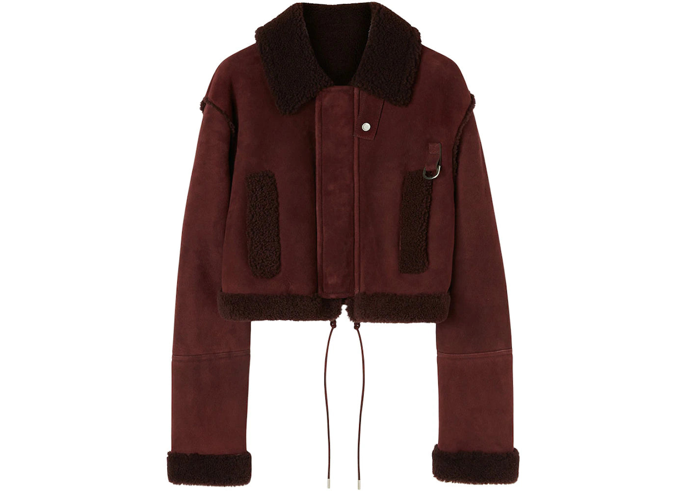 OFF-WHITE Shearling Crop Jacket Bordeaux/Brown