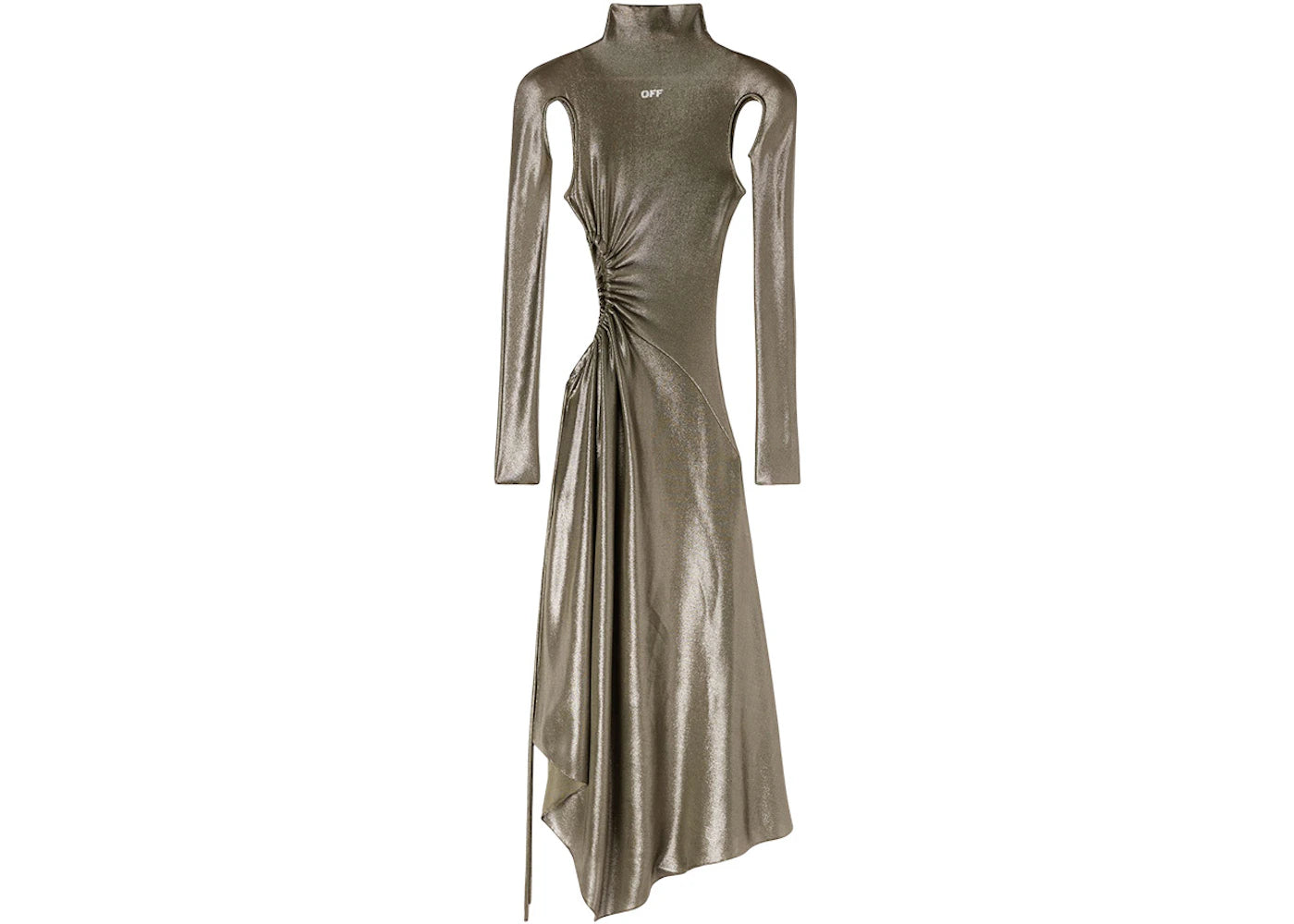 OFF-WHITE Shiny Ribbed See Thru Dress Silver