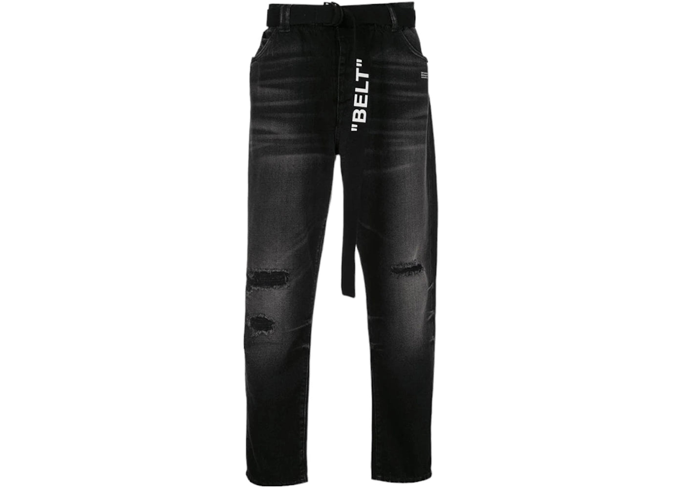 OFF-WHITE Slim Low Crotch "Belt" Jeans Black Clay Wash