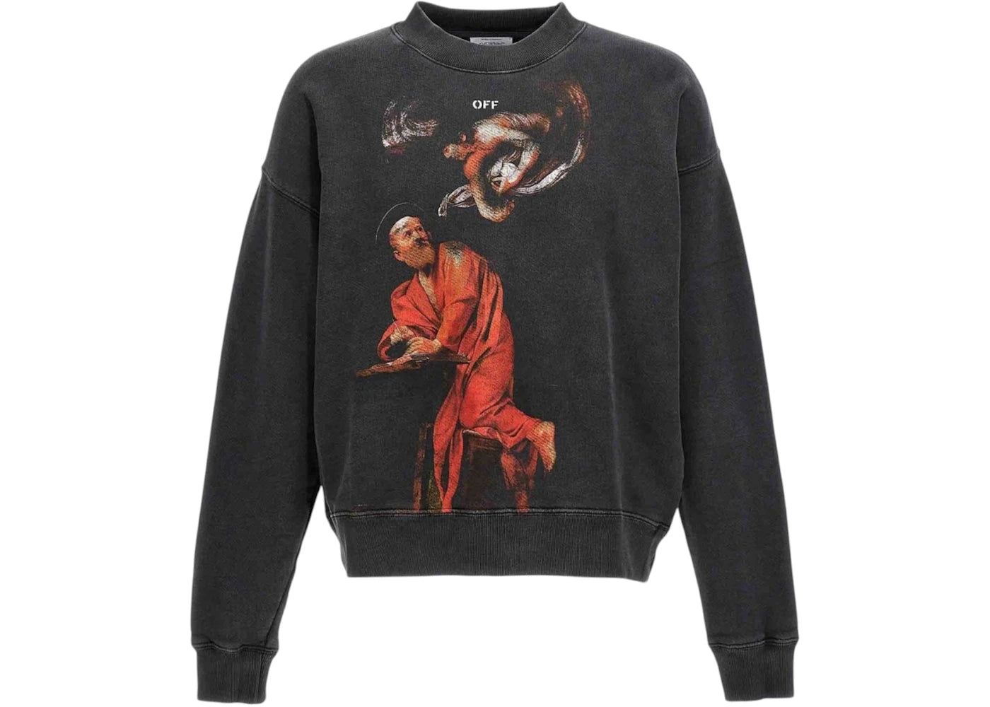 OFF-WHITE St. Matthew Design Skate Fit Washed Sweatshirt Black