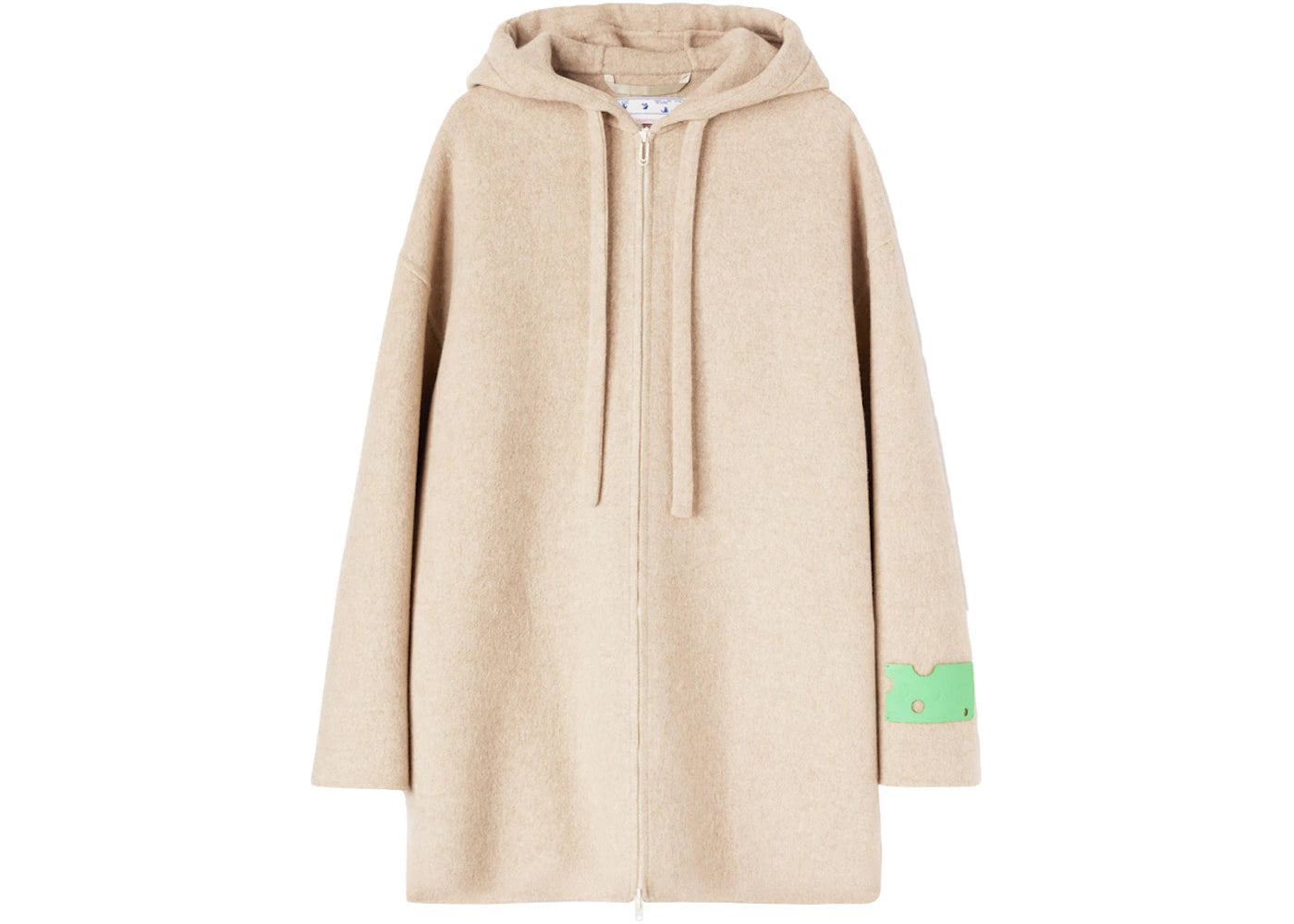 OFF-WHITE Tag Double Wool Over Zip Hoodie Beige