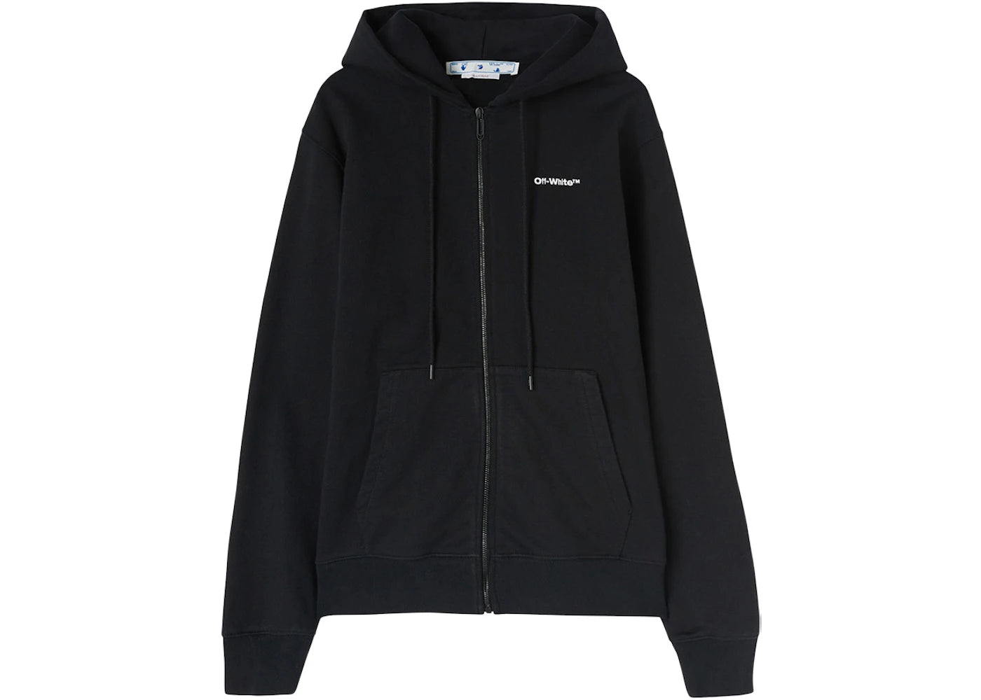 OFF-WHITE Wave Outl Diagonal Slim Zip Hoodie Black/White