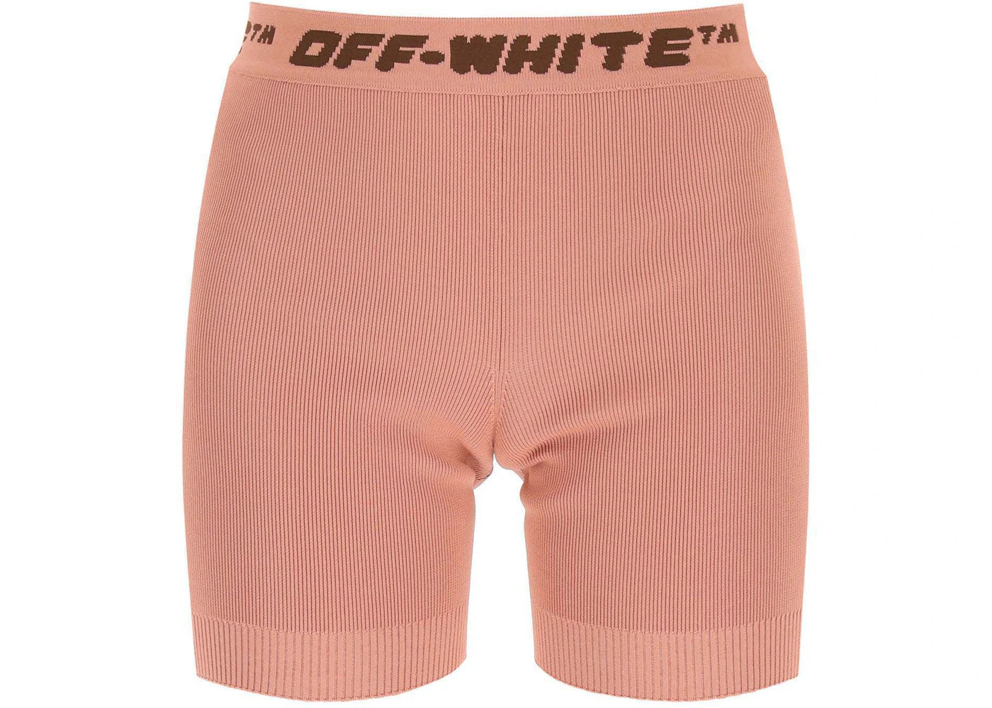 OFF-WHITE Women Logo Band Shorts Nude Brown