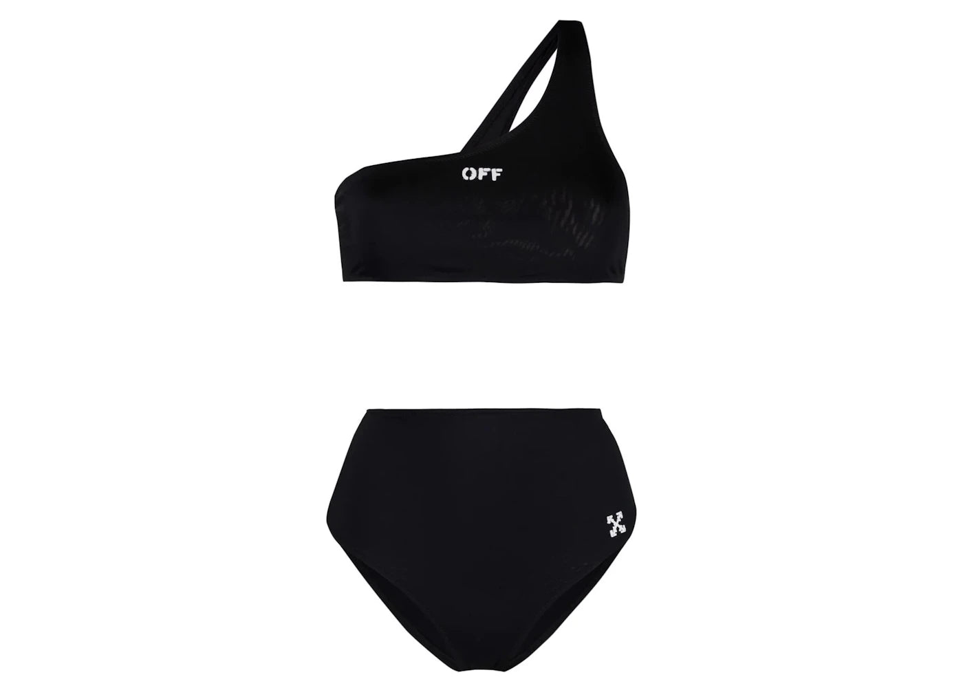 OFF-WHITE Women's Off Stamp Arrows Motif High Waist Bikini Swimsuit Black/White