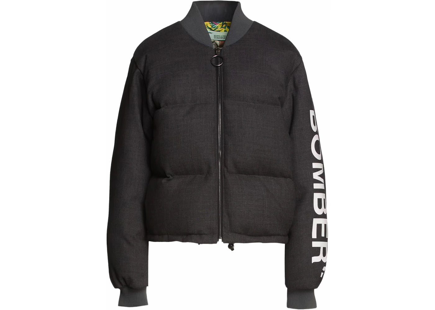 OFF-WHITE Wool Bomber Padded Jacket Black