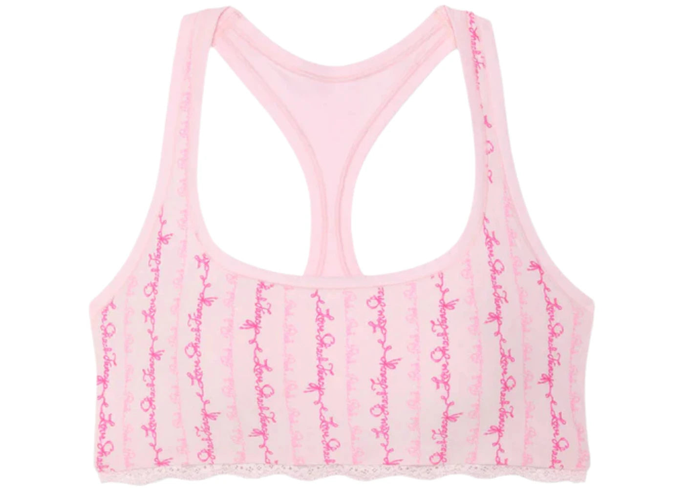 PINK x LoveShackFancy Cotton Racerback Bralette Logo Mania Pink