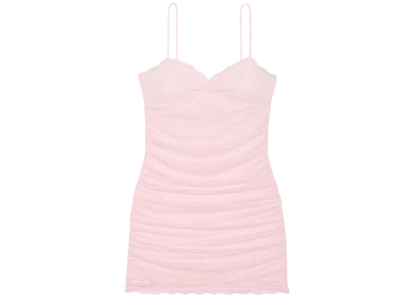 PINK x LoveShackFancy Ruched Lace Mini Dress Pink Tulip