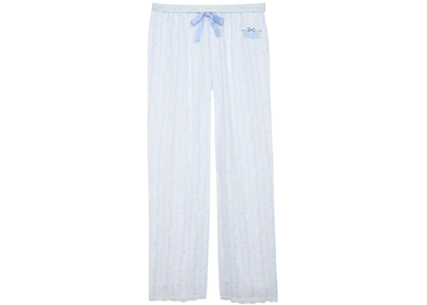 PINK x LoveShackFancy Silky Sleep Pants Logo Mania Blue