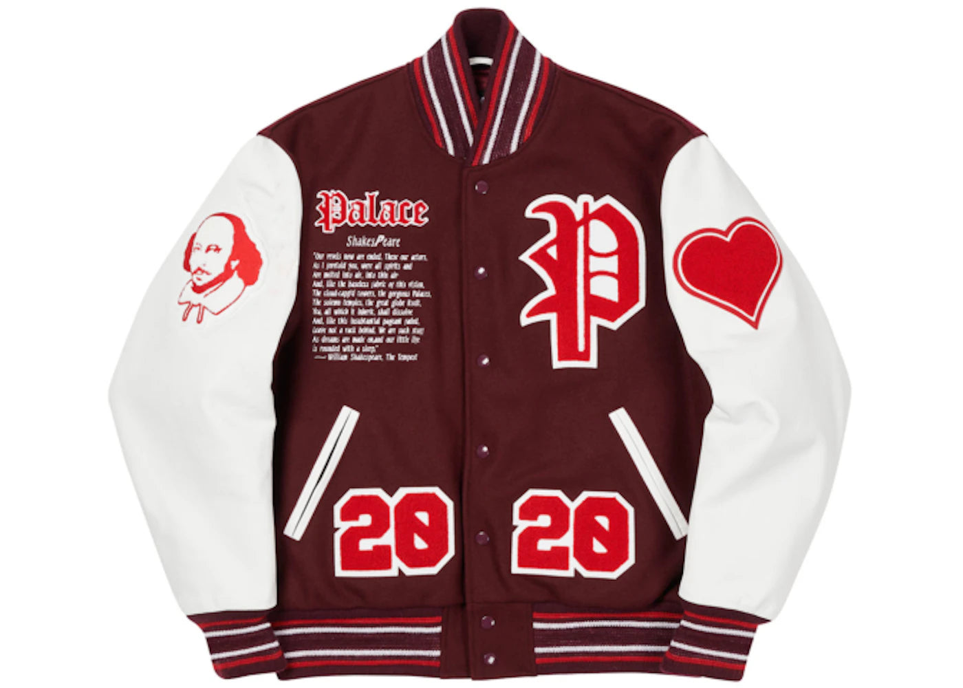 Palace As You Like It Varsity Jacket Burgundy