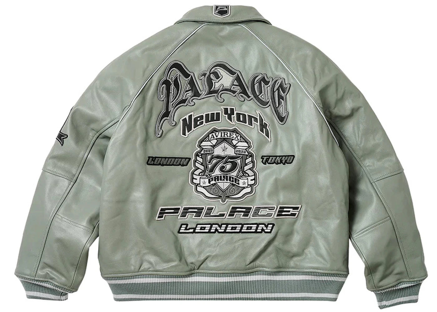 Palace Avirex Leather Jacket Grey