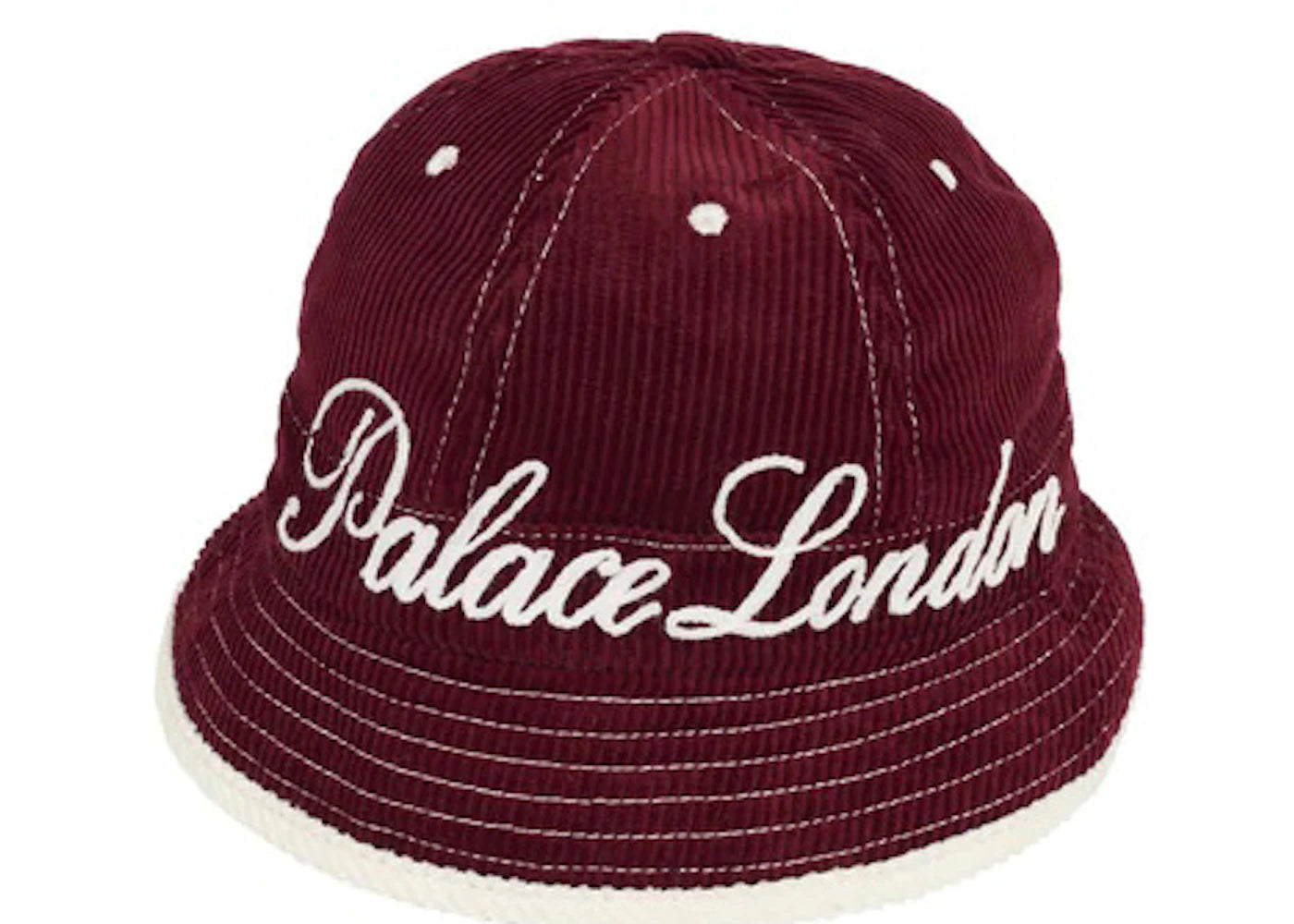 Palace Chain Stitch Bell Bucket Hat Burgundy