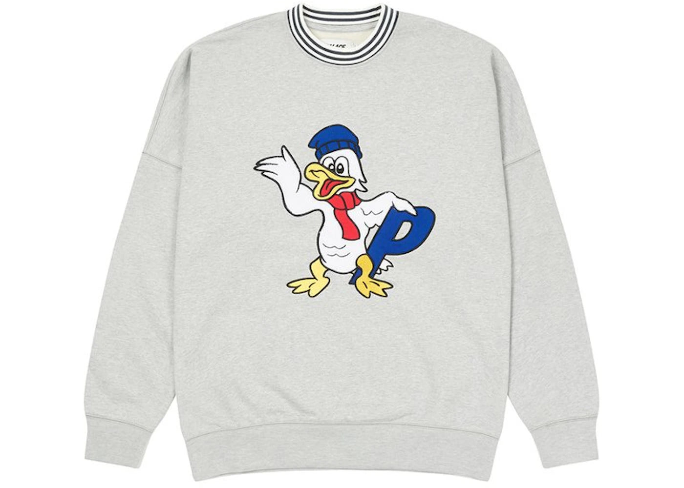 Palace Chilly Duck Out Drop Shoulder Crew Grey Marl