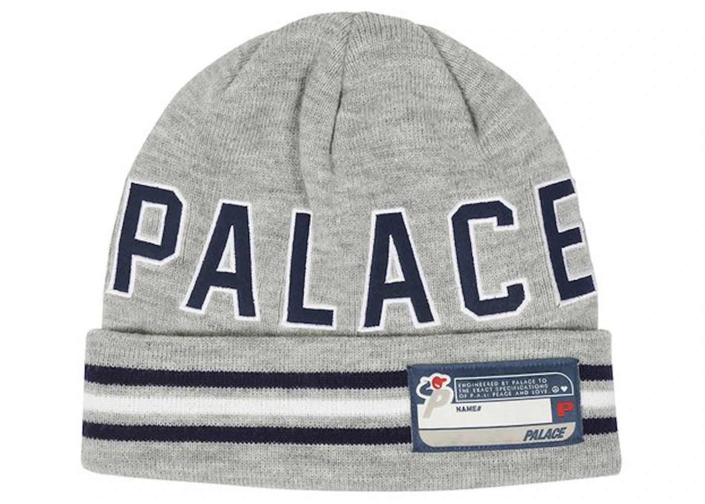 Palace College Beanie Light Grey Marl
