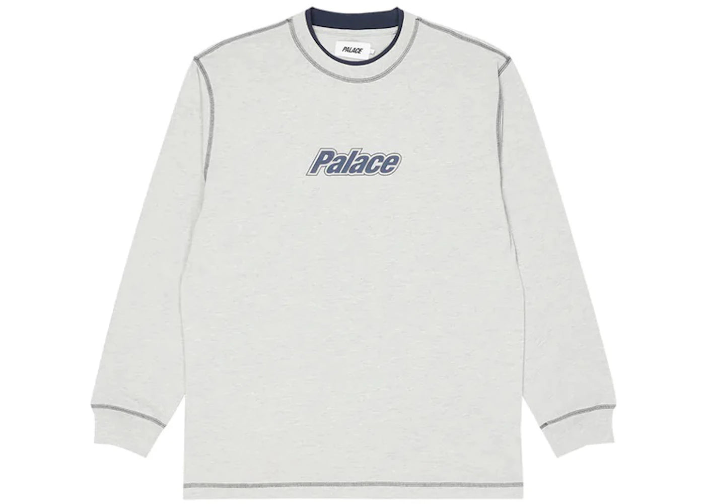 Palace Double Collar Longsleeve Top Grey Marl