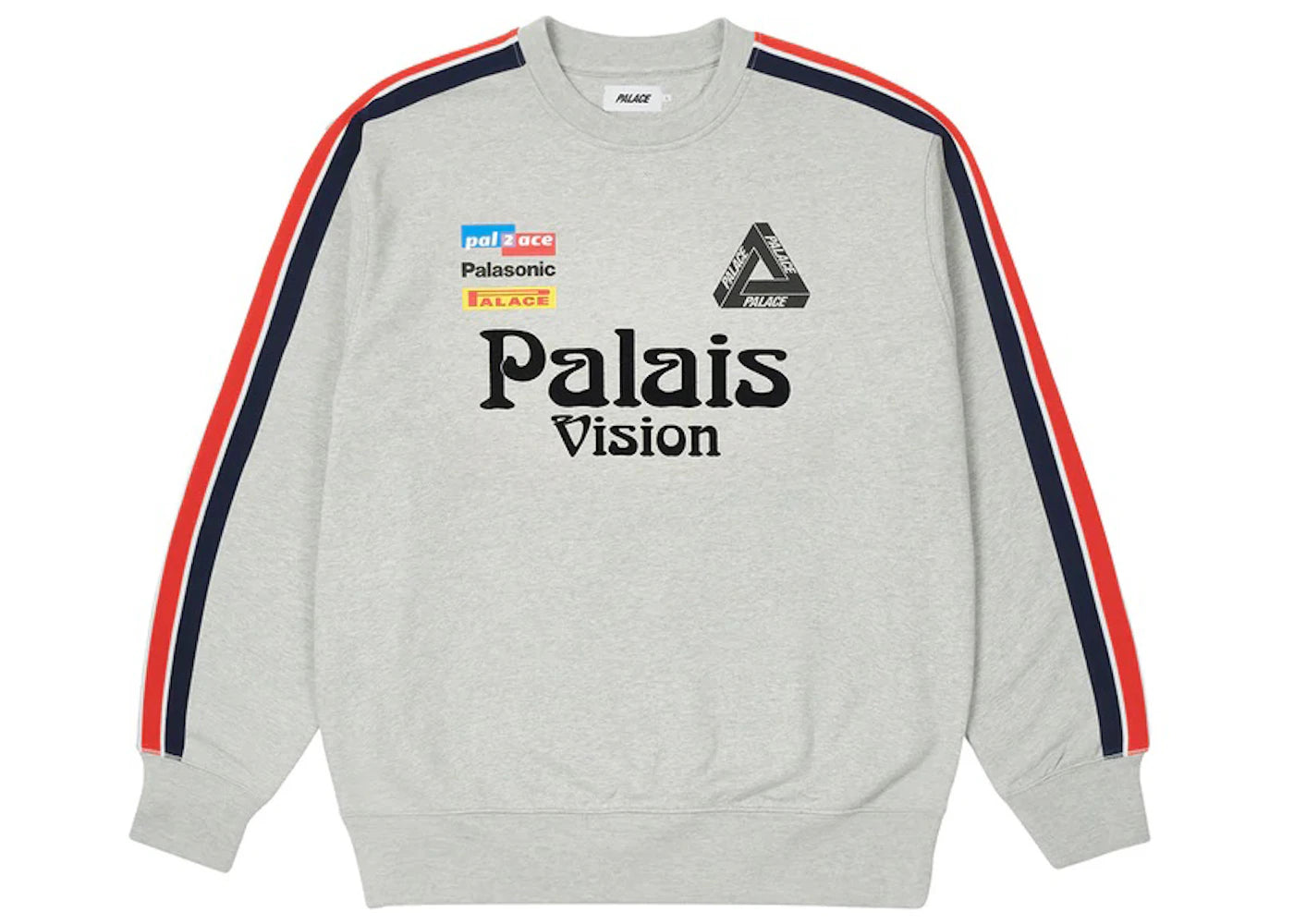 Palace Flag Stripe Crew Grey Marl