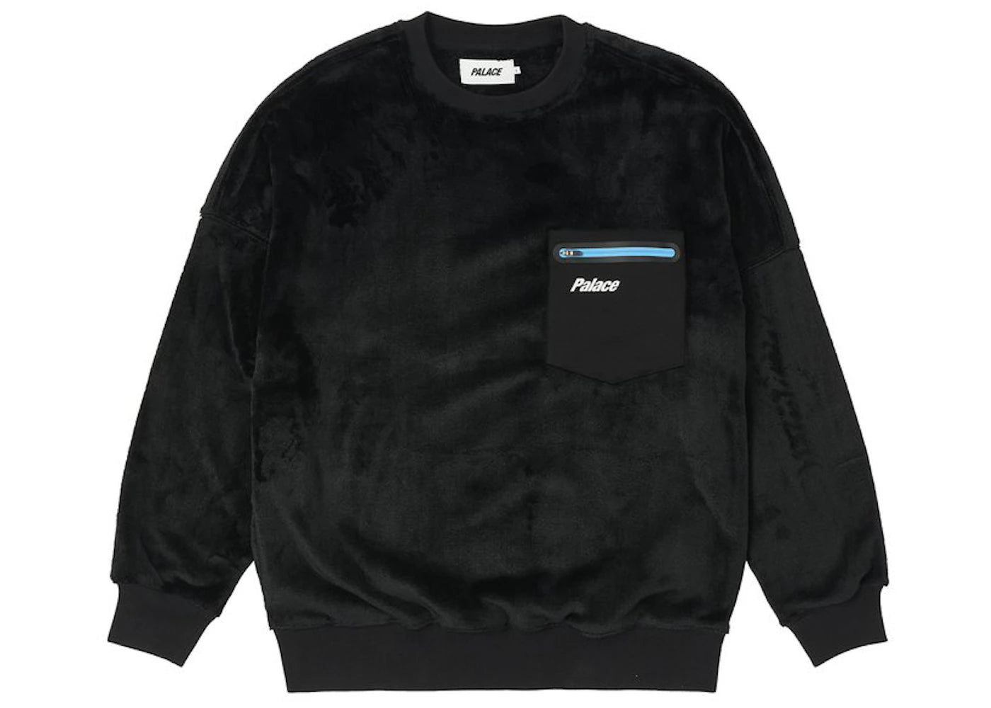 Palace Fleece Pocket Drop Shoulder Crew Black