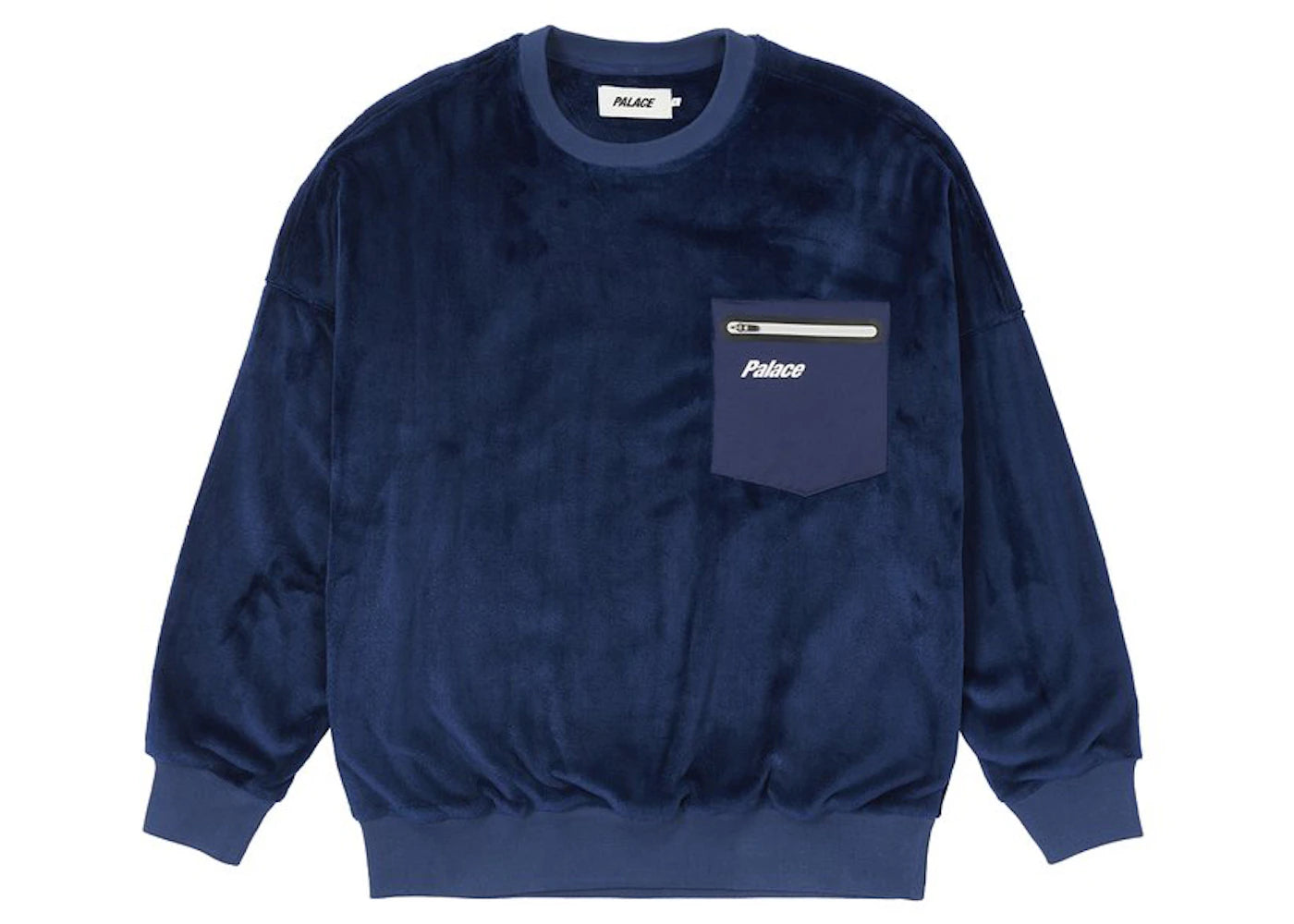 Palace Fleece Pocket Drop Shoulder Crew Blue