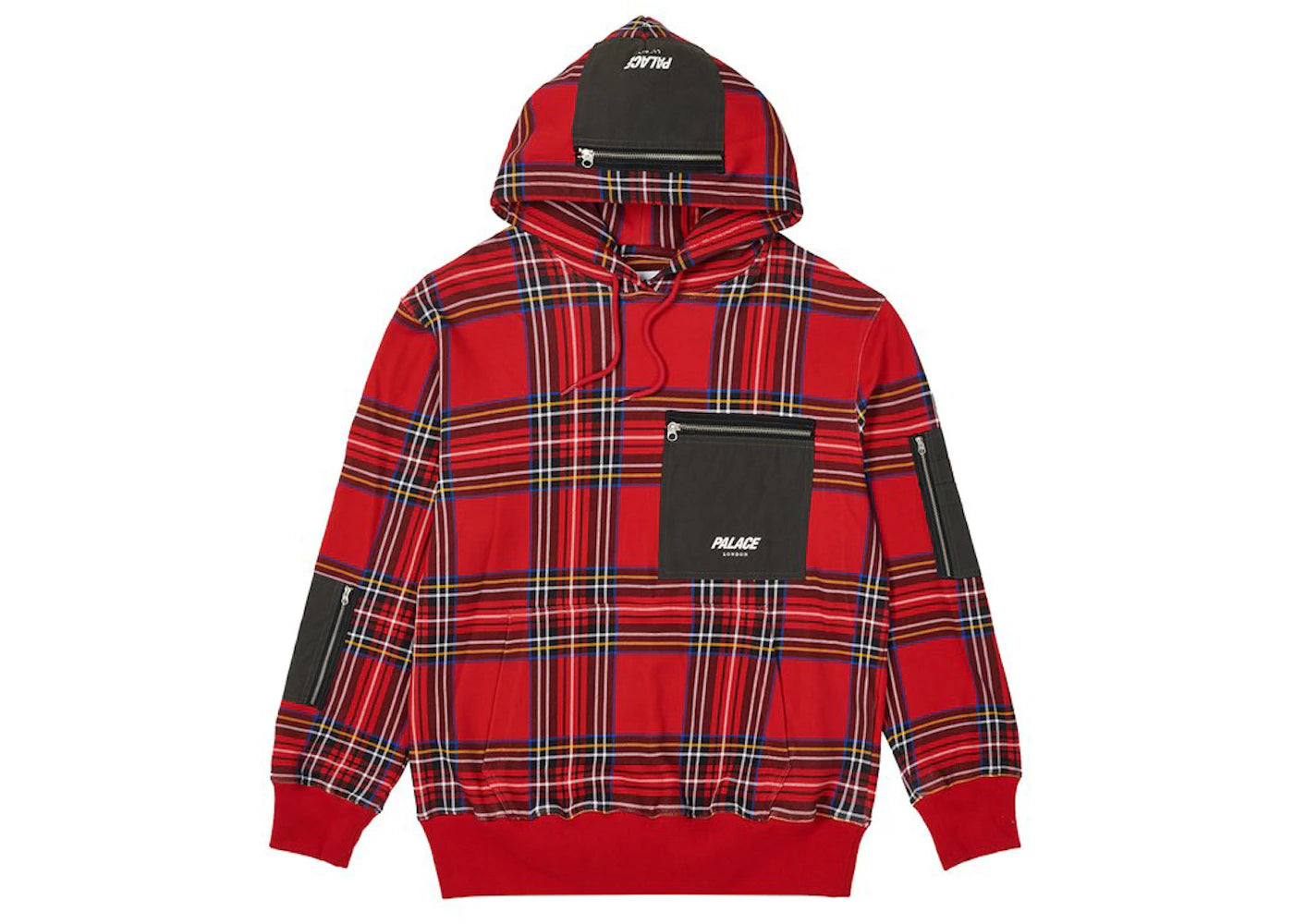 Palace Flight Pocket Hood Red Tartan