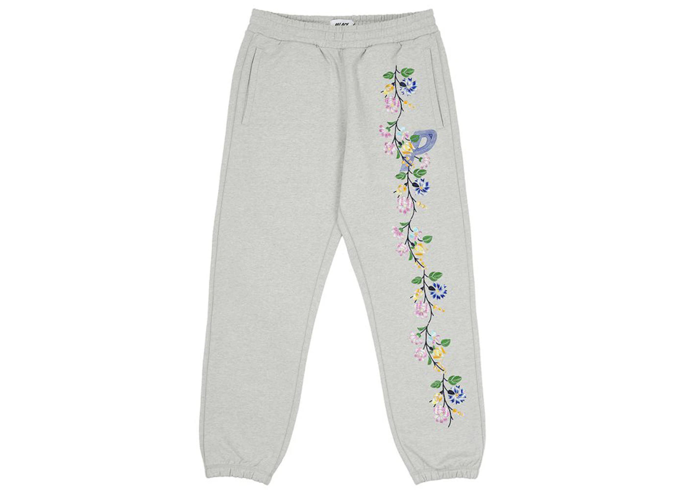 Palace Flower Stitch Joggers Grey Marl