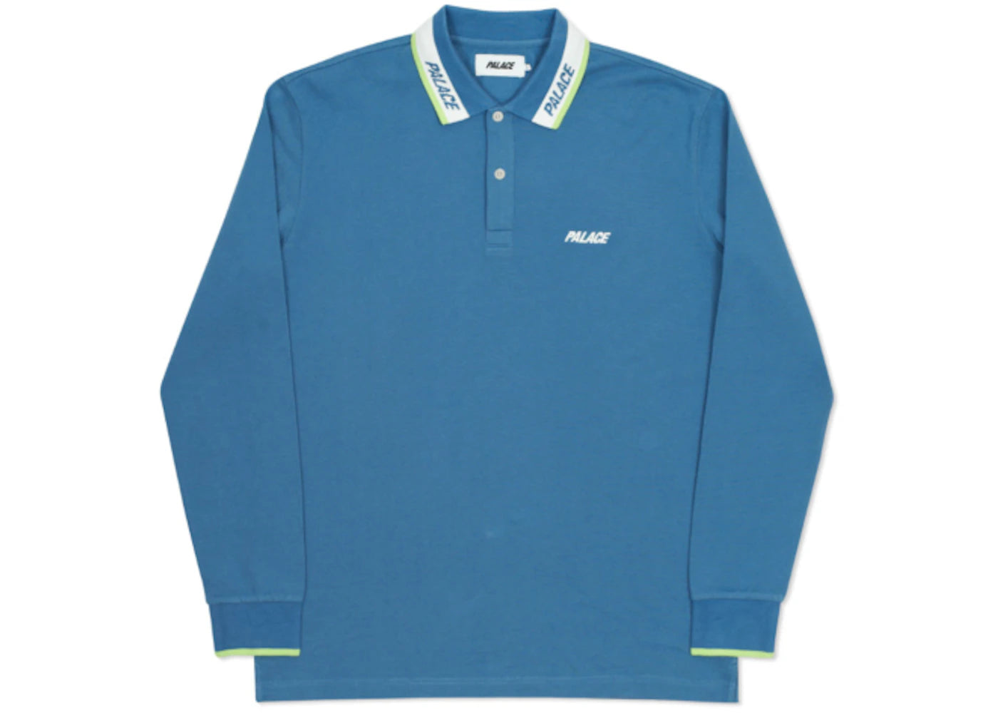 Palace Fluro L/S Polo Blue/White