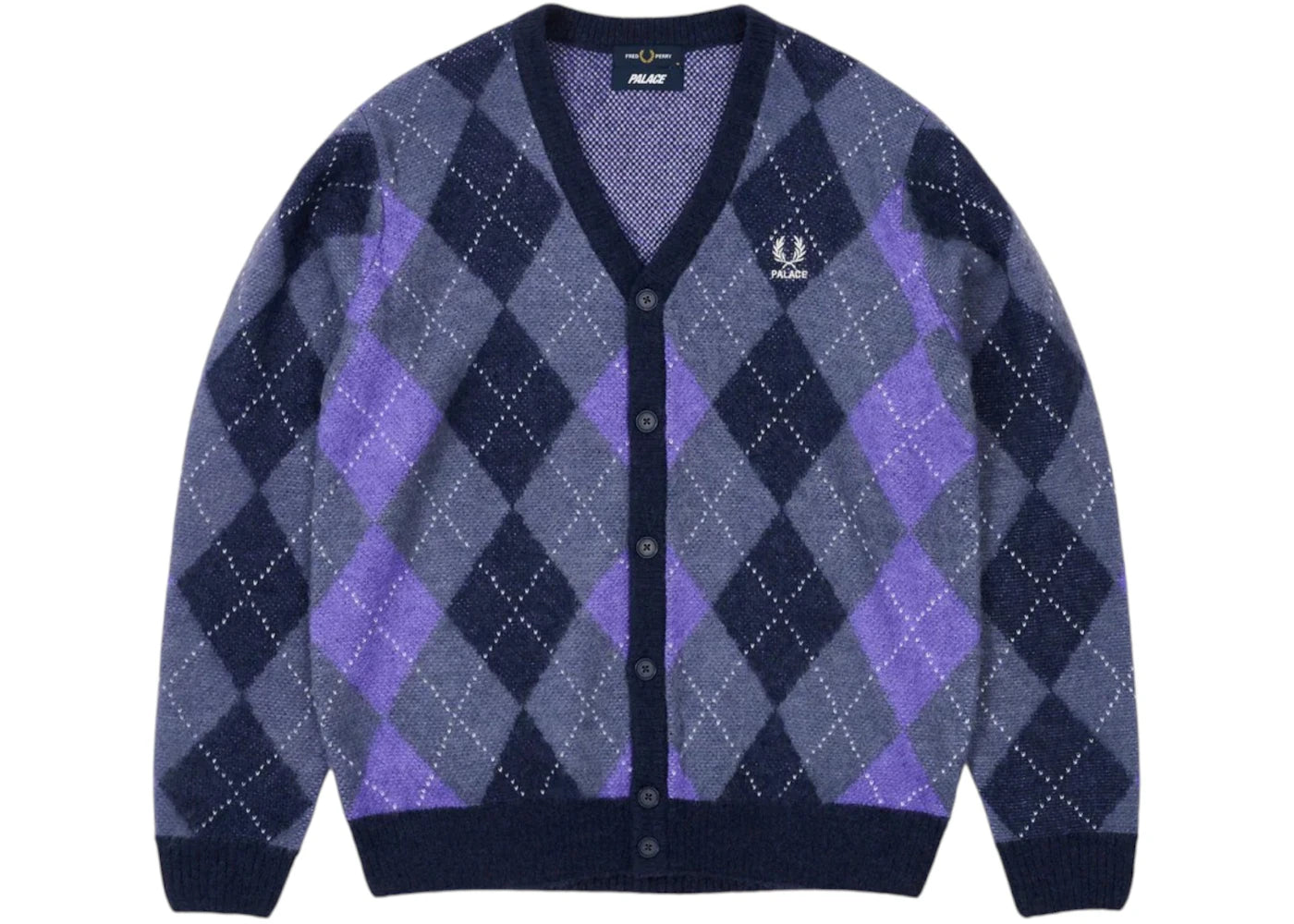 Palace Fred Perry Argyle Cardigan Peacoat