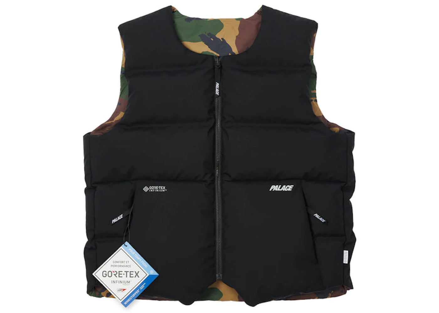 Palace Gore-tex Infinium Reverso Down Vest Black/Urban Camo