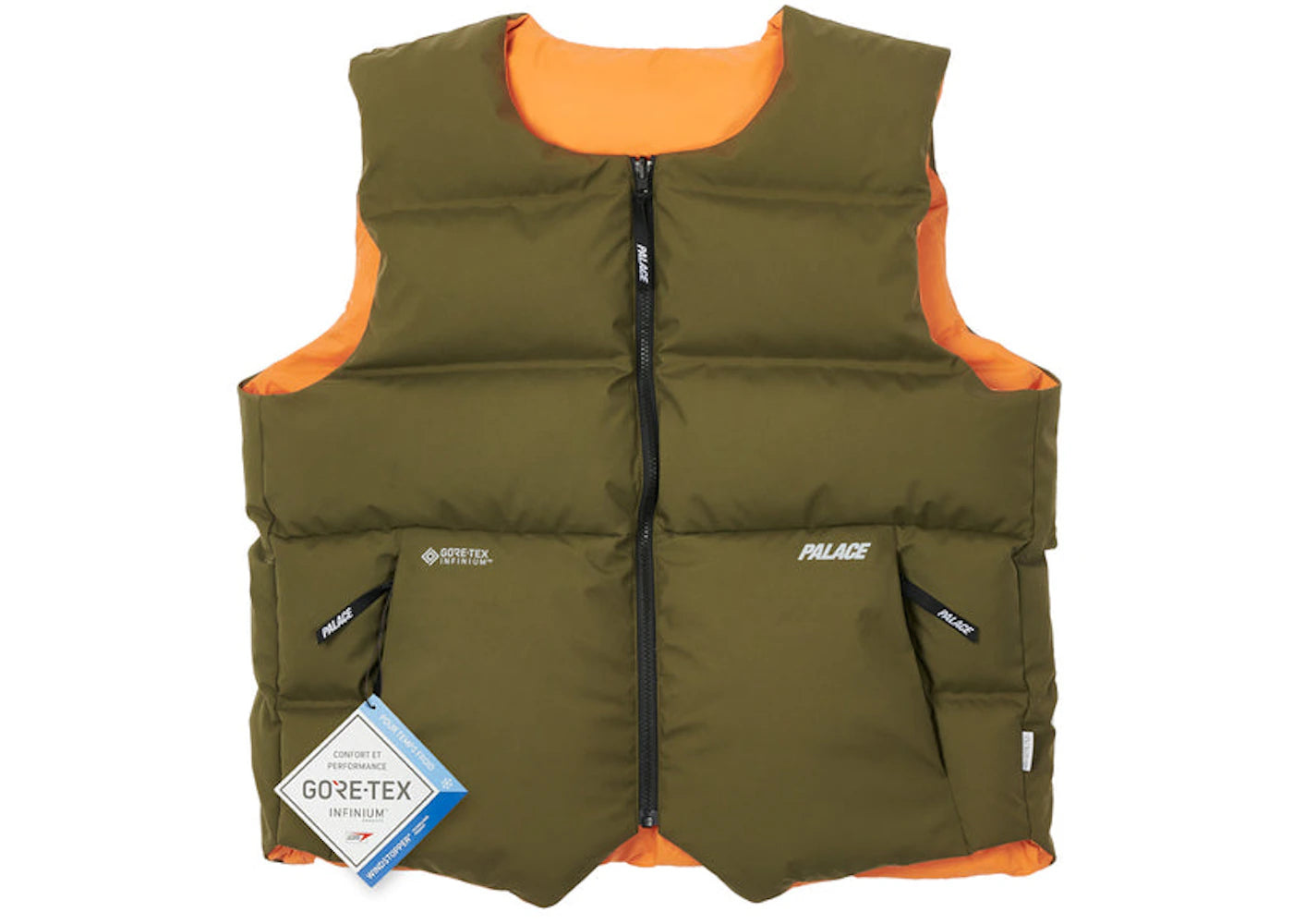 Palace Gore-tex Infinium Reverso Down Vest Olive/Orange