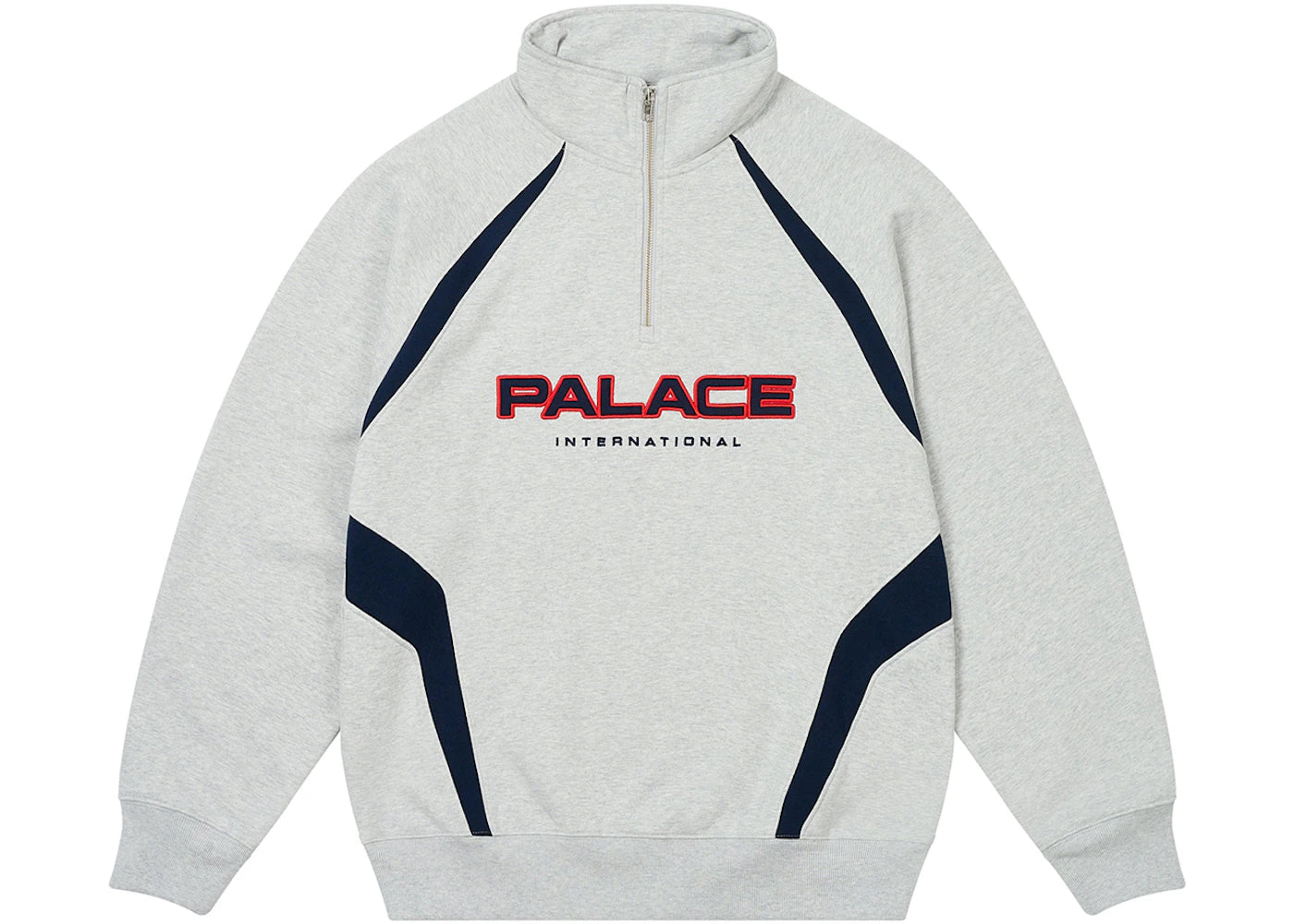 Palace International 1/4 Zip Grey Marl