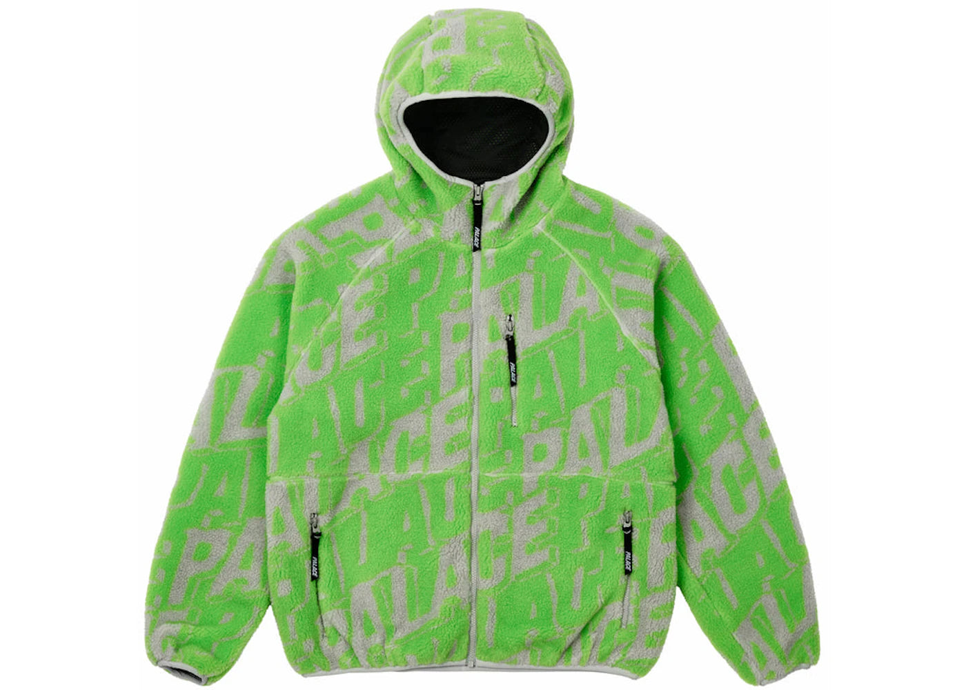 Palace Jacquard Fleece Hooded Jacket Grey/Green