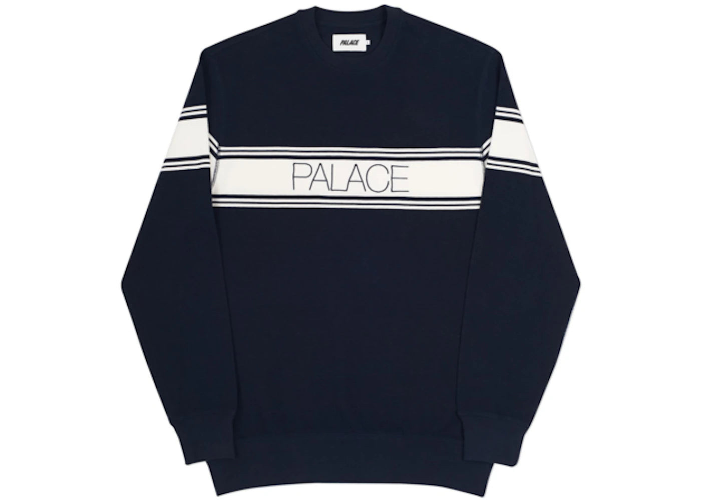 Palace Marina Stripe Pique Crew Navy/White