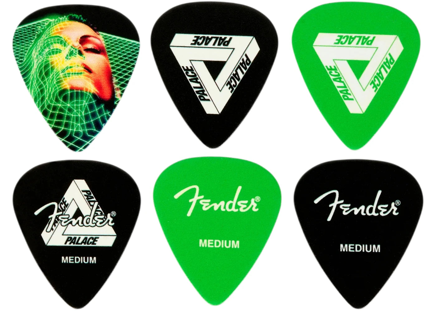 Palace Fender Medium Pick 6 Pack Green