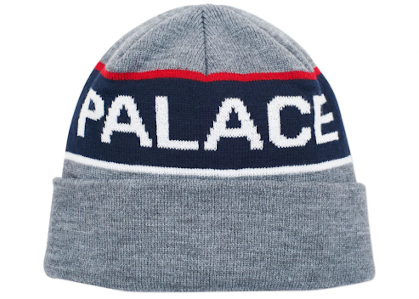 Palace Handle Beanie Grey Marl/Navy/White/Red