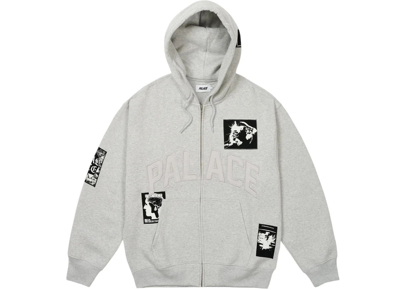 Palace Patch Up Zip Hood Grey Marl