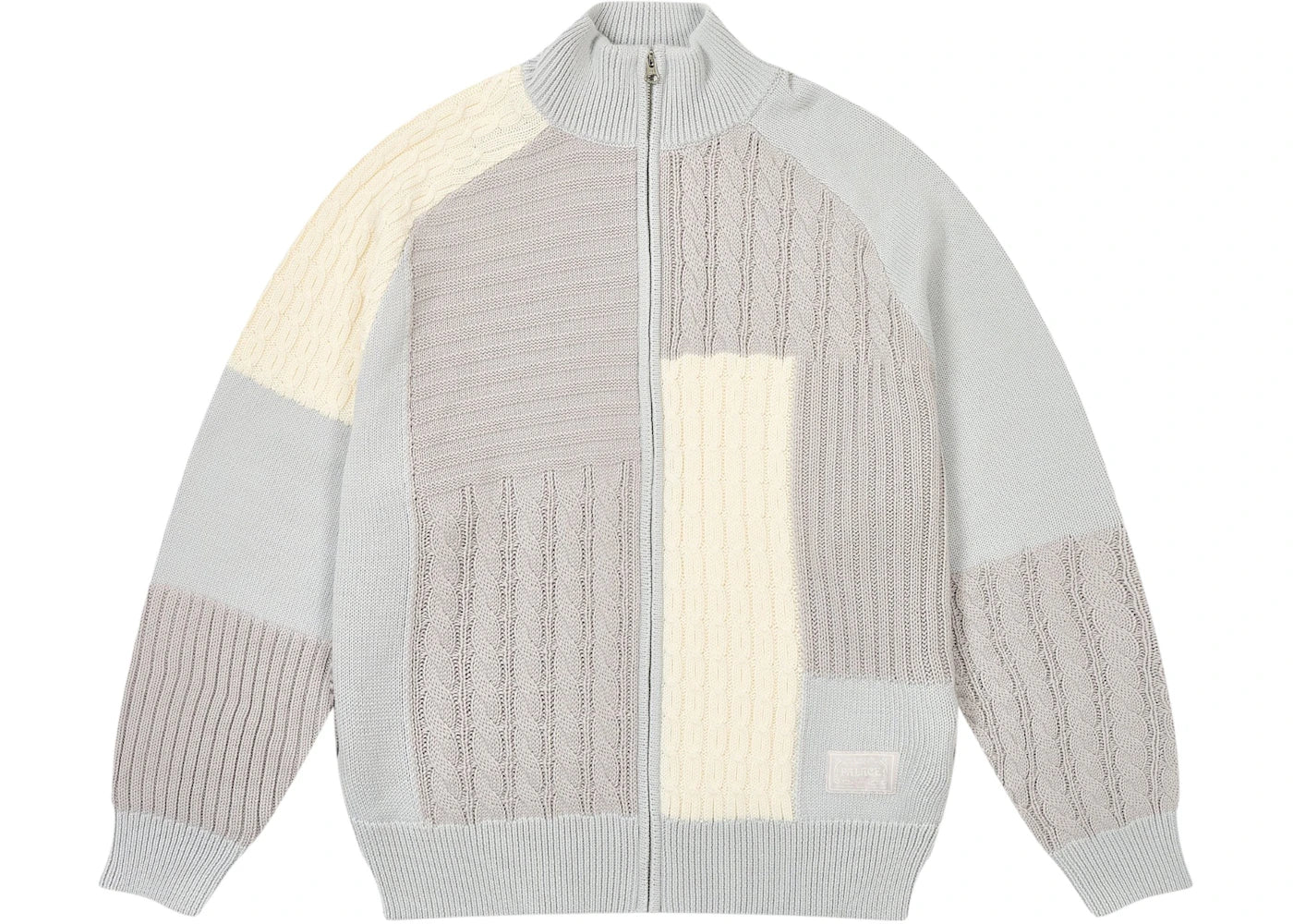 Palace Patchwork Zip Knit White