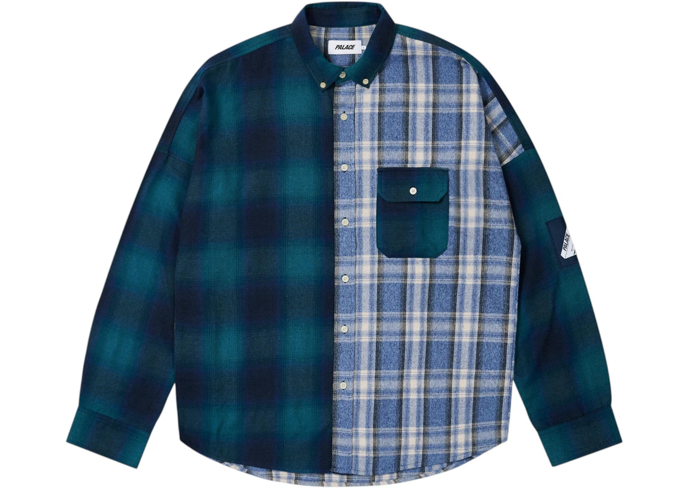 Palace Patchy Flannel Shirt Blue