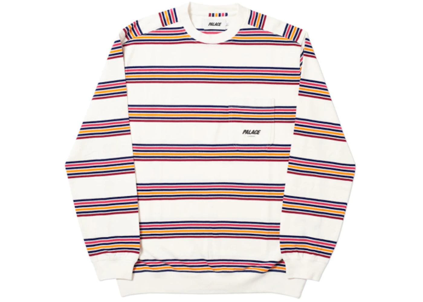 Palace Pocket Stripe Crew White/Purple