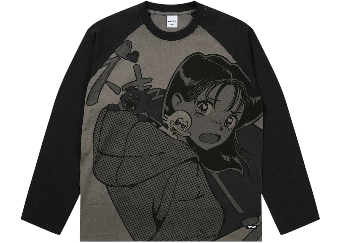 Palace Rear View Raglan Longsleeve Shirt Black/Mono
