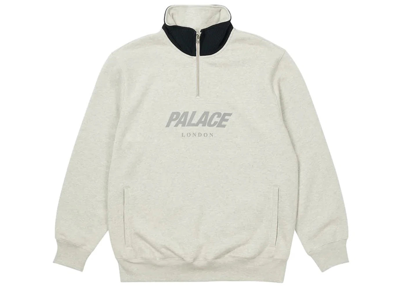 Palace Rib 1/4 Zip Funnel Grey Marl