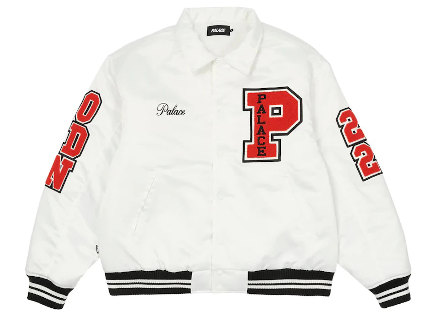 Palace Satin Varsity Jacket White