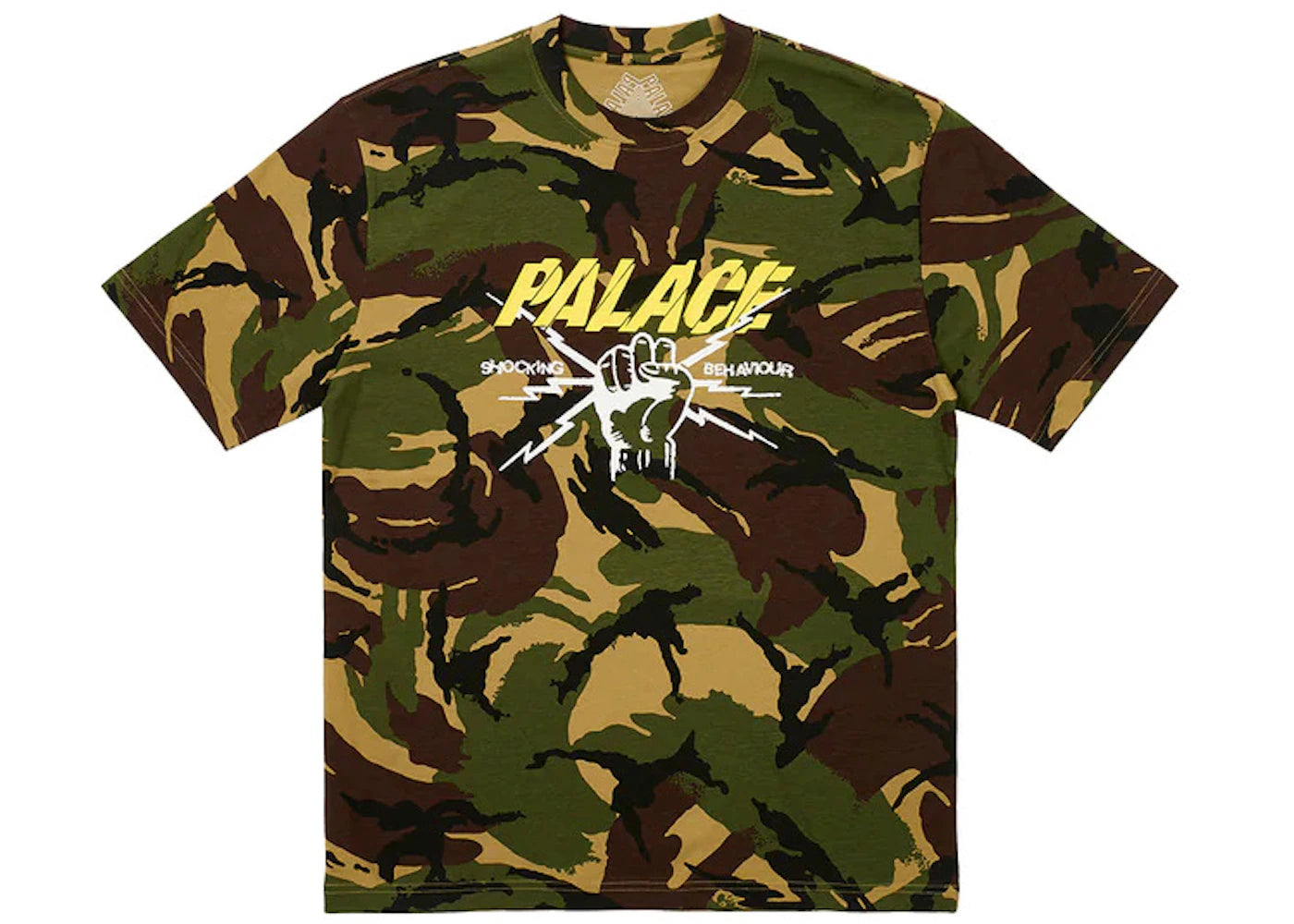 Palace Shocking Behaviour T-Shirt Woodland Camo