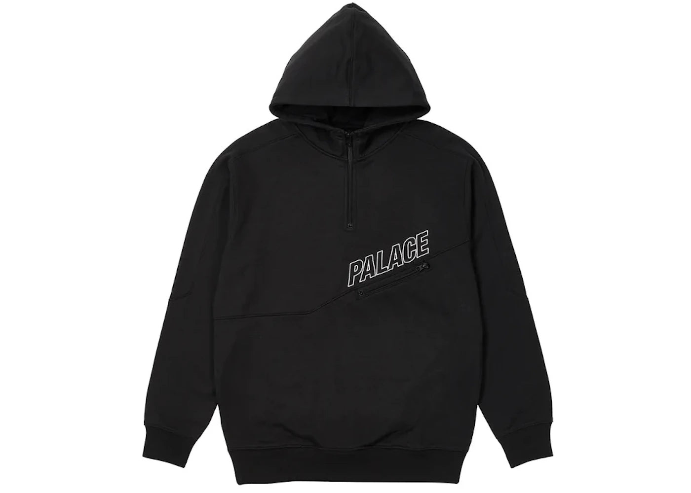 Palace Slant 1/4 Zip Hood Black