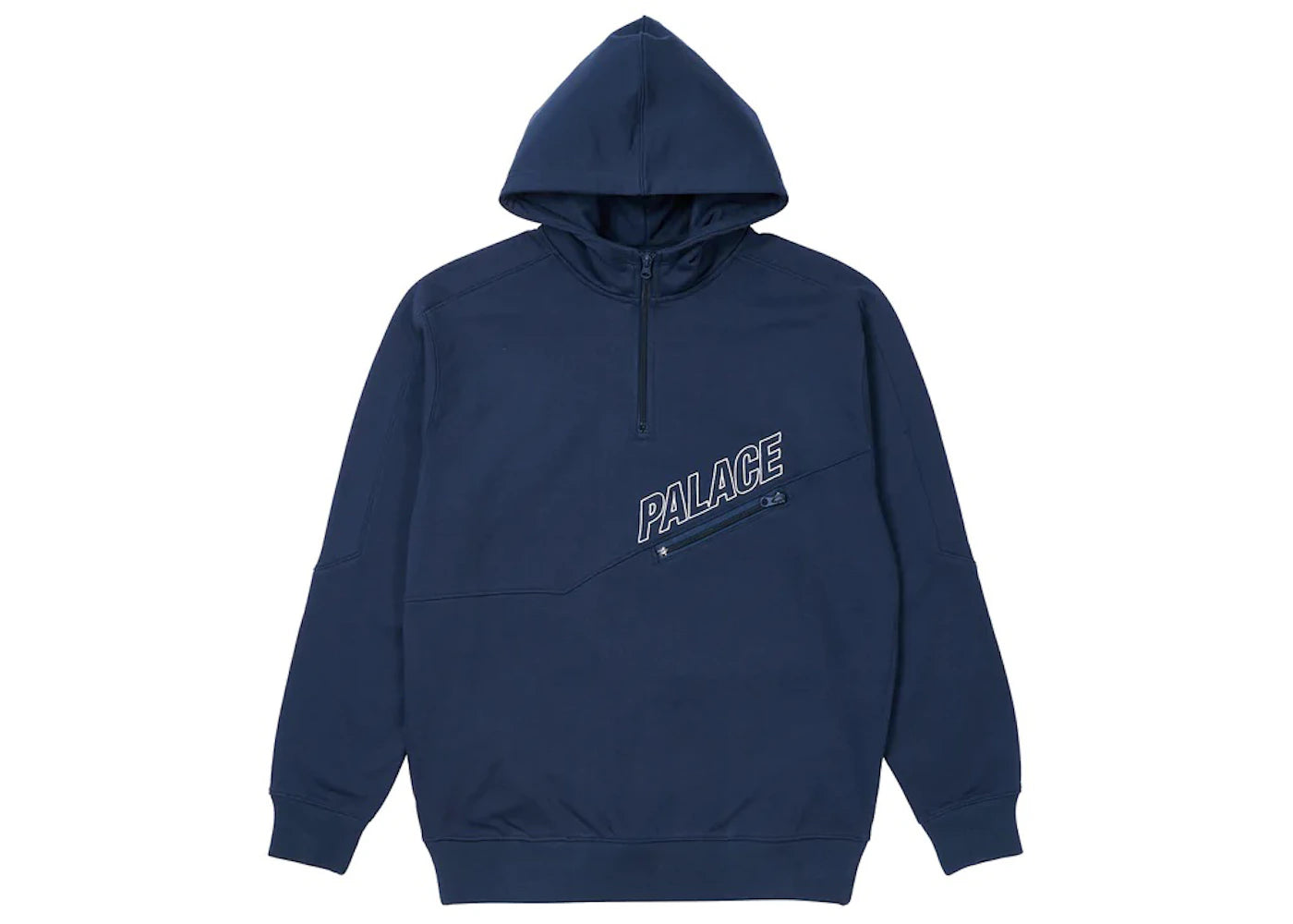 Palace Slant 1/4 Zip Hood Blue