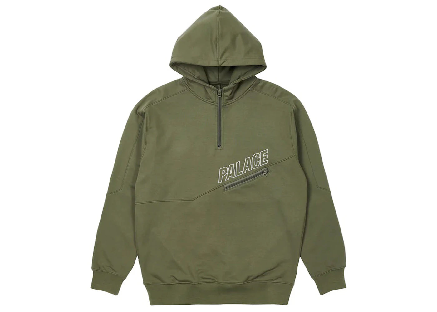 Palace Slant 1/4 Zip Hood Green